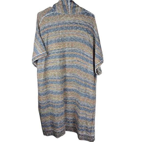 Peruvian Connection Striped Knit Light Beach Cardigan L Cotton Blend - Picture 3 of 4